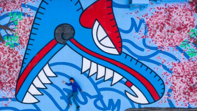 Bagnoles Orne Bebagnoles Ore Street Art Drone Quetzacoatl Bleu Drone Carre